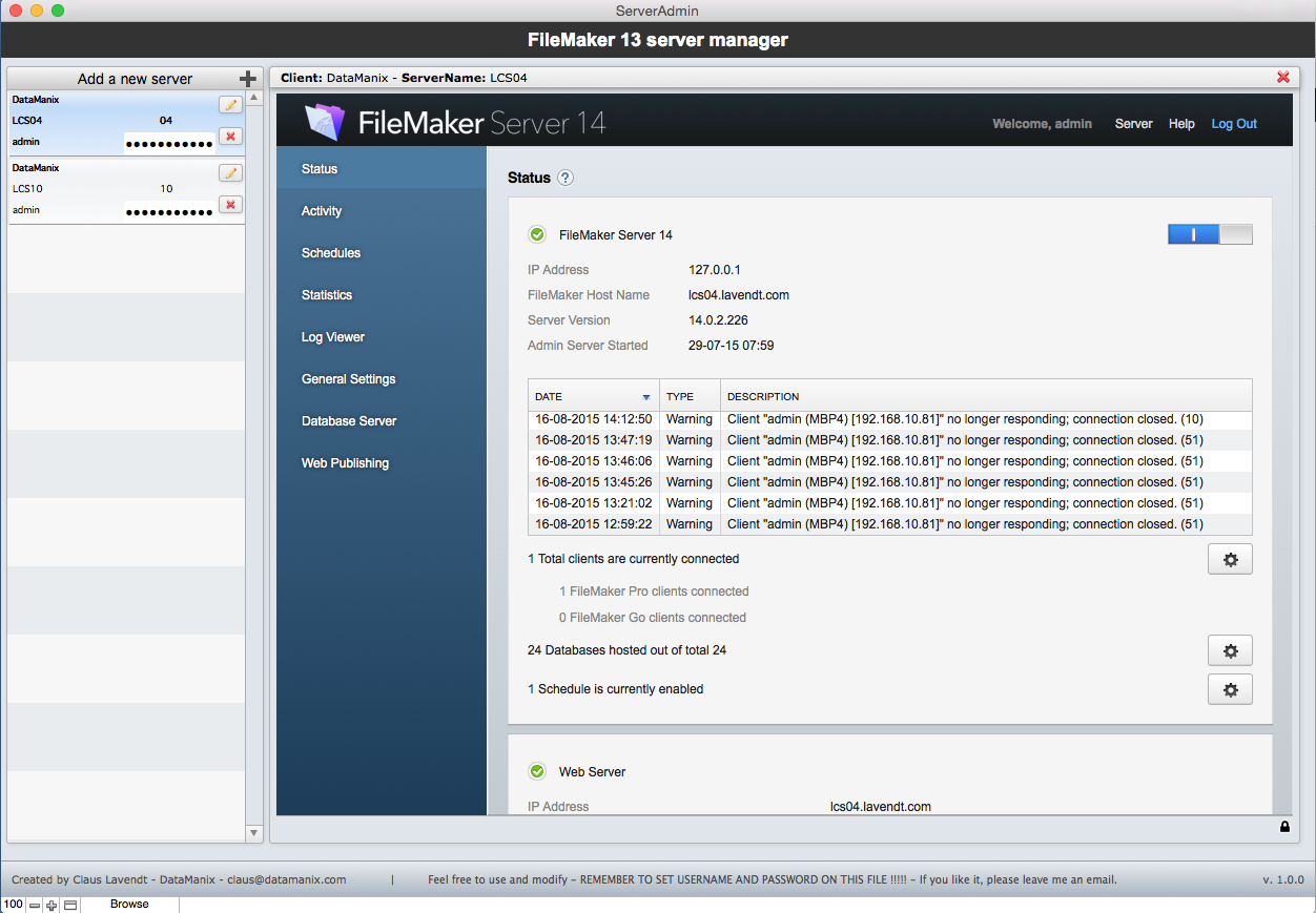 FileMaker Server Admin Tool